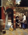 Figures Drinking in a Courtyard genre Pieter de Hooch